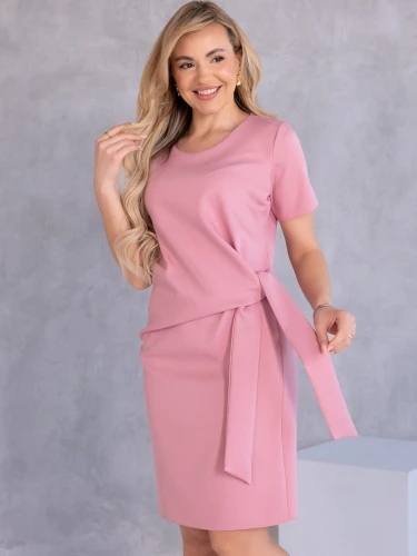SUKIENKA Klasyczna WIĄZANIE Krótki Rękaw GIULIA - magnolia