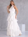 SUKIENKA Koktajlowa FALBANY Rozkloszowana ANTONELLA - biel