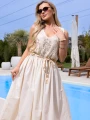SUKIENKA Cekiny Pasuje na Rozmiary S M L XL ENRICA - ecru