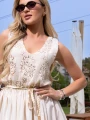 SUKIENKA Cekiny Pasuje na Rozmiary S M L XL ENRICA - ecru