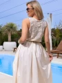 SUKIENKA Cekiny Pasuje na Rozmiary S M L XL ENRICA - ecru