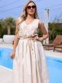 SUKIENKA Cekiny Pasuje na Rozmiary S M L XL ENRICA - ecru