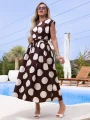 SUKIENKA Grochy Pasuje na Rozmiary S M L XL OMBRA - Brąz