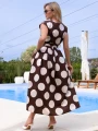 SUKIENKA Grochy Pasuje na Rozmiary S M L XL OMBRA - Brąz