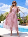 SUKIENKA Akwarela GORSET Tiul LUNETH - pink