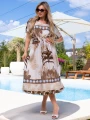 SUKIENKA Palmy OVERSIZE Rozcięcie ETHELIA - brąz