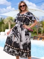 SUKIENKA Palmy OVERSIZE Rozcięcie ETHELIA - czarny