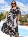 SUKIENKA Palmy OVERSIZE Rozcięcie ETHELIA - czarny
