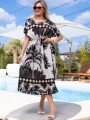 SUKIENKA Palmy OVERSIZE Rozcięcie ETHELIA - czarny