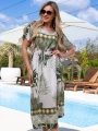 SUKIENKA Palmy OVERSIZE Rozcięcie ETHELIA - zieleń