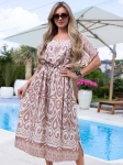 SUKIENKA Midi OVERSIZE Ornament CAROLA - beige