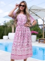 SUKIENKA Midi OVERSIZE Ornament CAROLA - pink