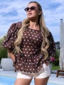 BLUZKA Bufki Pasuje na rozmiary S M L XL CARLOTTA - Brąz