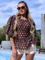 BLUZKA Bufki Pasuje na rozmiary S M L XL CARLOTTA - Brąz