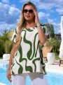 BLUZKA Wzór MAZIAJE Fale CARELA - Khaki