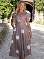 SUKIENKA Rozkloszowana GROCHY Pasek ZA-HARA - Nude