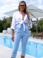 Spodnie RYBACZKI Przeszycia ZAMKI LEN-CA - Baby blue