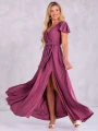 Sukienka błyszcząca maxi Nicole - violet