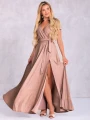 Sukienka błyszcząca maxi Nicole - beige