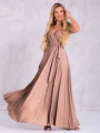 Sukienka błyszcząca maxi Nicole - beige