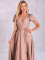 Sukienka błyszcząca maxi Nicole - beige
