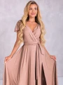 Sukienka błyszcząca maxi Nicole - beige