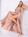 Sukienka błyszcząca maxi Nicole - beige