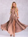 Sukienka błyszcząca maxi Nicole - beige