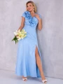 Sukienka błyszcząca maxi Ginevra - baby blue