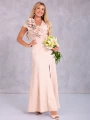 Sukienka błyszcząca maxi Ginevra -beige