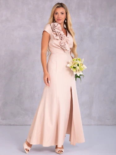 Sukienka błyszcząca maxi Ginevra -beige