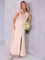 Sukienka błyszcząca maxi Ginevra -beige