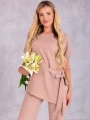KOMPLET Asymetryczna BLUZKA Wiązanie NIRA - Beige