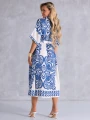 SUKIENKA Wiązanie GUZIKI Lamówka ALESSA - Blue