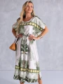 SUKIENKA Palmy OVERSIZE Rozcięcie ETHELIA - zieleń