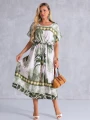 SUKIENKA Palmy OVERSIZE Rozcięcie ETHELIA - zieleń