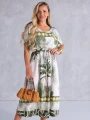 SUKIENKA Palmy OVERSIZE Rozcięcie ETHELIA - zieleń