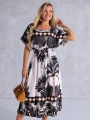 SUKIENKA Palmy OVERSIZE Rozcięcie ETHELIA - czarny