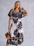 SUKIENKA Palmy OVERSIZE Rozcięcie ETHELIA - czarny