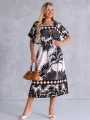 SUKIENKA Palmy OVERSIZE Rozcięcie ETHELIA - czarny