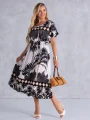 SUKIENKA Palmy OVERSIZE Rozcięcie ETHELIA - czarny