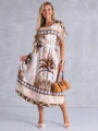SUKIENKA Palmy OVERSIZE Rozcięcie ETHELIA - brąz