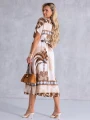 SUKIENKA Palmy OVERSIZE Rozcięcie ETHELIA - brąz
