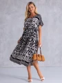 SUKIENKA Midi OVERSIZE Ornament CAROLA - black