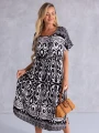 SUKIENKA Midi OVERSIZE Ornament CAROLA - black