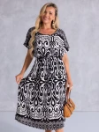 SUKIENKA Midi OVERSIZE Ornament CAROLA - black