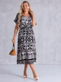 SUKIENKA Midi OVERSIZE Ornament CAROLA - black