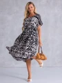 SUKIENKA Midi OVERSIZE Ornament CAROLA - black