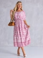 SUKIENKA Midi OVERSIZE Ornament CAROLA - pink