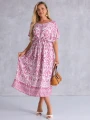 SUKIENKA Midi OVERSIZE Ornament CAROLA - pink